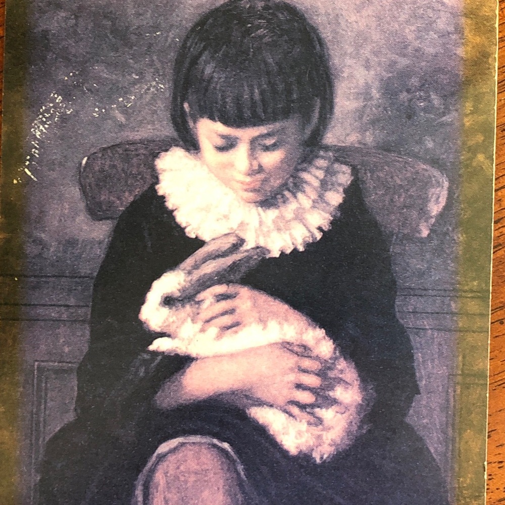 Vintage Postcard Child with Rabbit by Eastman Johnson